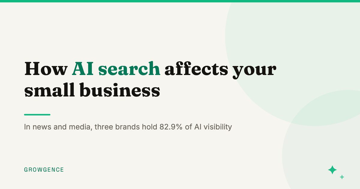 Article card reading How AI search affects your small business, with AI search in emerald on cream.
